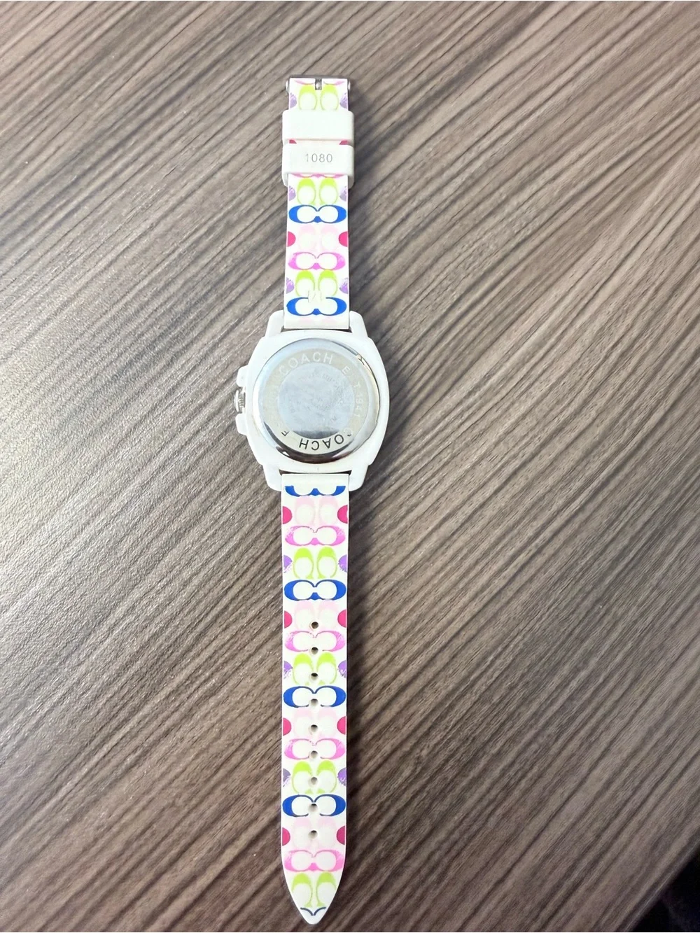 Coach White Silicone Strap Stainless Bezel Watch